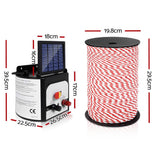darrahopens Pet Care > Farm Supplies Giantz Electric Fence Energiser 8km Solar Powered Charger + 500m Polytape Rope