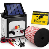 darrahopens Pet Care > Farm Supplies Giantz Electric Fence Energiser 8km Solar Powered Charger + 500m Polytape Rope