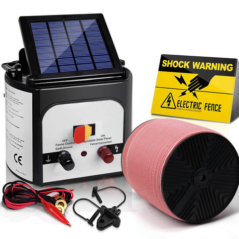 darrahopens Pet Care > Farm Supplies Giantz Electric Fence Energiser 8km Solar Powered Energizer Charger + 1200m Tape