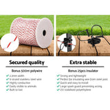 darrahopens Pet Care > Farm Supplies Giantz Electric Fence Wire 500M Fencing Roll Energiser Poly Stainless Steel