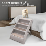 Darrahopens Pet Care Furtastic Foldable Pet Stairs in Grey - 50cm Dog Ladder Cat Ramp with Non-Slip Mat for Indoor and Outdoor Use