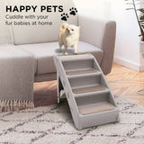 Darrahopens Pet Care Furtastic Foldable Pet Stairs in Grey - 50cm Dog Ladder Cat Ramp with Non-Slip Mat for Indoor and Outdoor Use