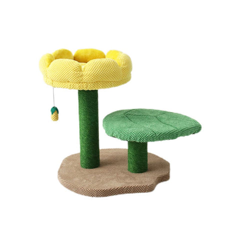 Darrahopens Pet Care > Toys CATIO 2 Level Yellow Camelia Flower Cat Scratching Tree