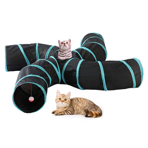 darrahopens Pet Care > Toys Pet Cat Kitten Puppy 4-Way Tunnel Play Toy Foldable Funny Exercise Tunnel Rabbit