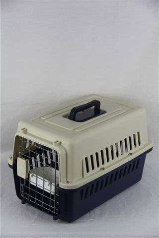 Darrahopens Pet Care YES4PETS Small Dog Cat Rabbit Crate Pet Carrier Airline Cage With Bowl and Tray-Dark Blue