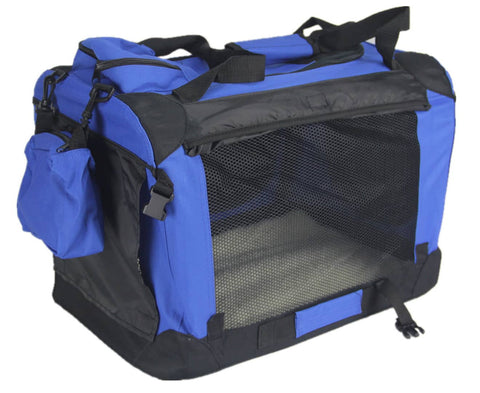 Darrahopens Pet Care YES4PETS XXL Foldable Soft Dog Cat Puppy Crate Carrier With Curtain-Blue