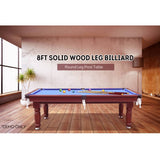 Darrahopens Sports & Fitness 8FT JXY Smart MDF Pool Table Round Leg Billiard Table Blue Felt Solid Wood Table Legs