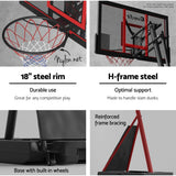 Darrahopens Sports & Fitness > Basketball & Accessories Everfit Portable Basketball Hoop Stand System Height Adjustable Net Ring Red