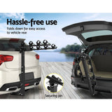 darrahopens Sports & Fitness > Bikes & Accessories Giantz Bike Carrier 4 Bicycle Car Rear Rack Hitch Mount 2" Towbar Foldable Steel