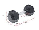 darrahopens Sports & Fitness > Fitness Accessories 10KG Commercial Rubber Hex Dumbbell Gym Weight