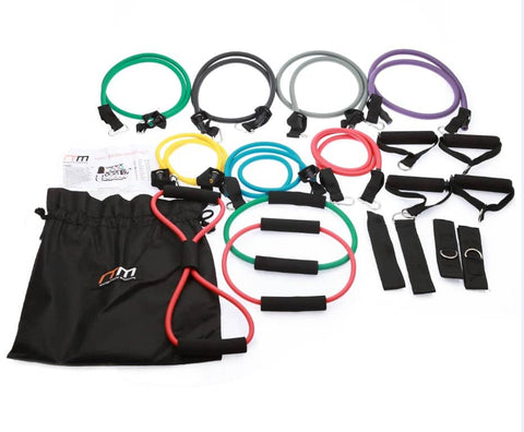 darrahopens Sports & Fitness > Fitness Accessories 19PC Resistance Exercise Fitness Bands Tubes Kit Yoga Set