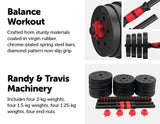 darrahopens Sports & Fitness > Fitness Accessories 20kg Adjustable Rubber Dumbbell Set Barbell Home GYM Exercise Weights