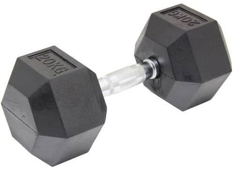 darrahopens Sports & Fitness > Fitness Accessories 20KG Commercial Rubber Hex Dumbbell Gym Weight