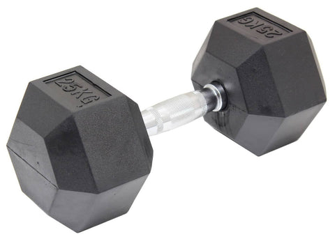 darrahopens Sports & Fitness > Fitness Accessories 25KG Commercial Rubber Hex Dumbbell Gym Weight