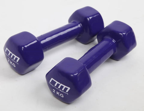 darrahopens Sports & Fitness > Fitness Accessories 2kg Dumbbells Pair PVC Hand Weights Rubber Coated