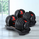Darrahopens Sports & Fitness > Fitness Accessories 2Pcs 24kg Adjustable Dumbbell Weight Dumbbells Plates Home Gym Fitness Exercise