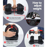 Darrahopens Sports & Fitness > Fitness Accessories 2Pcs 24kg Adjustable Dumbbell Weight Dumbbells Plates Home Gym Fitness Exercise