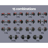 Darrahopens Sports & Fitness > Fitness Accessories 2Pcs 24kg Adjustable Dumbbell Weight Dumbbells Plates Home Gym Fitness Exercise