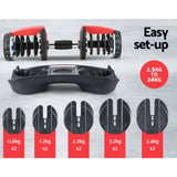 Darrahopens Sports & Fitness > Fitness Accessories 2Pcs 24kg Adjustable Dumbbell Weight Dumbbells Plates Home Gym Fitness Exercise