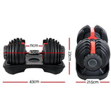 Darrahopens Sports & Fitness > Fitness Accessories 2Pcs 24kg Adjustable Dumbbell Weight Dumbbells Plates Home Gym Fitness Exercise