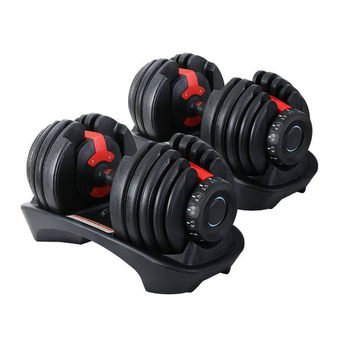 Darrahopens Sports & Fitness > Fitness Accessories 2Pcs 24kg Adjustable Dumbbell Weight Dumbbells Plates Home Gym Fitness Exercise