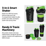 darrahopens Sports & Fitness > Fitness Accessories 2x Protein Gym Shaker Premium 3 in 1 Smart Style Blender Mixer Cup Bottle Spider