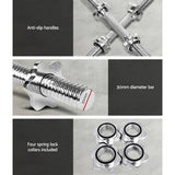 darrahopens Sports & Fitness > Fitness Accessories 45cm Dumbbell Bar Solid Steel Pair Gym Home Exercise Fitness 150KG Capacity