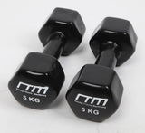 darrahopens Sports & Fitness > Fitness Accessories 5kg Dumbbells Pair PVC Hand Weights Rubber Coated