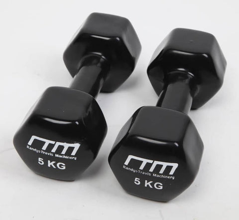 darrahopens Sports & Fitness > Fitness Accessories 5kg Dumbbells Pair PVC Hand Weights Rubber Coated