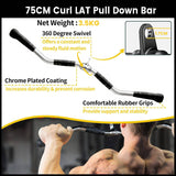 Darrahopens Sports & Fitness > Fitness Accessories 75cm Tricep Press Pulldown Bar Cable Machine Revolving LAT Pull down Bar Rotating Curl Bar