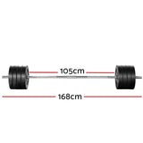 darrahopens Sports & Fitness > Fitness Accessories 88KG Barbell Weight Set Plates Bar Bench Press Fitness Exercise Home Gym 168cm