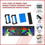 darrahopens Sports & Fitness > Fitness Accessories 9 in 1 Push Up Board Yoga Bands Fitness Workout Train Gym Exercise Pushup Stand