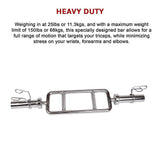 darrahopens Sports & Fitness > Fitness Accessories Chrome Olympic Tricep Bar Barbell Heavy Duty with Spring Collars