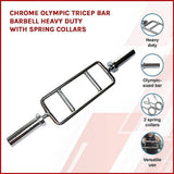 darrahopens Sports & Fitness > Fitness Accessories Chrome Olympic Tricep Bar Barbell Heavy Duty with Spring Collars