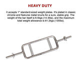 darrahopens Sports & Fitness > Fitness Accessories Chrome Tricep Bar Barbell Heavy Duty with Spinlock Collars