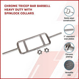 darrahopens Sports & Fitness > Fitness Accessories Chrome Tricep Bar Barbell Heavy Duty with Spinlock Collars
