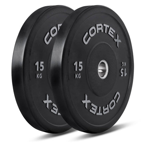 Darrahopens Sports & Fitness > Fitness Accessories CORTEX 15kg Black Series V2 50mm Rubber Olympic Bumper Plate (Pair)