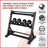 darrahopens Sports & Fitness > Fitness Accessories Dumbbell Rack Storage Stand Hex Weight Heavy Duty 3 Tier Wide Home Gym Fitness