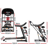 darrahopens Sports & Fitness > Fitness Accessories Everfit Electric Treadmill 450mm 18kmh 3.5HP Auto Incline Home Gym Run Exercise Machine Fitness Dumbbell Massager Sit Up Bar