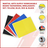 darrahopens Sports & Fitness > Fitness Accessories Martial Arts Supply Rebreakable Board Taekwondo, MMA, Karate-Set: Yellow, Blue, Red & Black