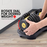 Darrahopens Sports & Fitness > Fitness Accessories Powertrain 1x 24KG  Adjustable Home Gym Dumbbell - Gold