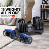 Darrahopens Sports & Fitness > Fitness Accessories Powertrain 2x 24kg Adjustable Dumbbell Home Gym Set