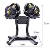 Darrahopens Sports & Fitness > Fitness Accessories Powertrain  48KG Adjustable Dumbbell Set With Stand - Gold