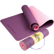 Darrahopens Sports & Fitness > Fitness Accessories Powertrain Eco-Friendly Dual Layer 8mm Yoga Mat | Purple | Non-Slip Surface and Carry Strap for Ultimate Comfort and Portability