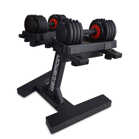 Darrahopens Sports & Fitness > Fitness Accessories Powertrain GEN2 Pro Adjustable Dumbbell Set - 2 x 25kg (50kg) Home Gym Weights with Stand