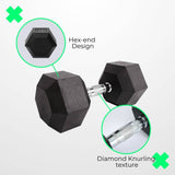 Darrahopens Sports & Fitness > Fitness Accessories Verpeak Rubber Hex Dumbbells 17.5kg - VP-DB-107