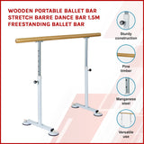 darrahopens Sports & Fitness > Fitness Accessories Wooden Portable Ballet Bar Stretch Barre Dance Bar 1.5M Freestanding Ballet Bar