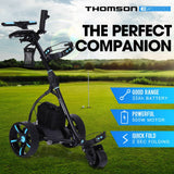 darrahopens Sports & Fitness > Golf THOMSON Golf Buggy Electric Trolley Automatic Motorised Foldable Cart LED Black