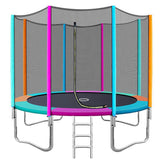 darrahopens Sports & Fitness > Trampolines 10FT Trampoline Round Trampolines Kids Safety Net Enclosure Pad Outdoor Gift Multi-coloured