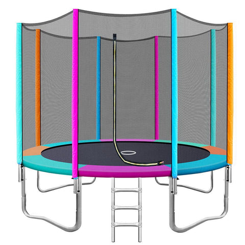 darrahopens Sports & Fitness > Trampolines 10FT Trampoline Round Trampolines Kids Safety Net Enclosure Pad Outdoor Gift Multi-coloured